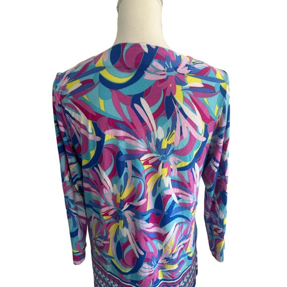 PAPPAGALLO Swirl Multicolor Tunic Blouse Size Small - Picture 6 of 6